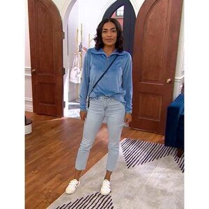 Laurie Felt Daisy Denim Petite Slim Jeans w/ Raw Hem 14P Light‎ Wash A600867 New